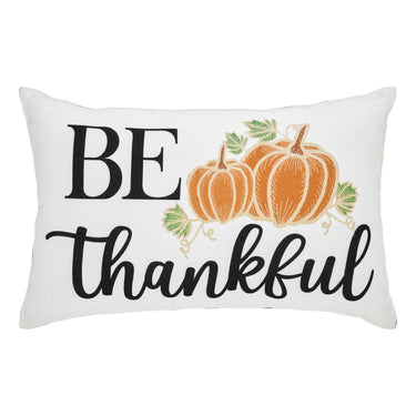 Annie Black Check Be Thankful Pumpkin Pillow 14x22 - The Fox Decor